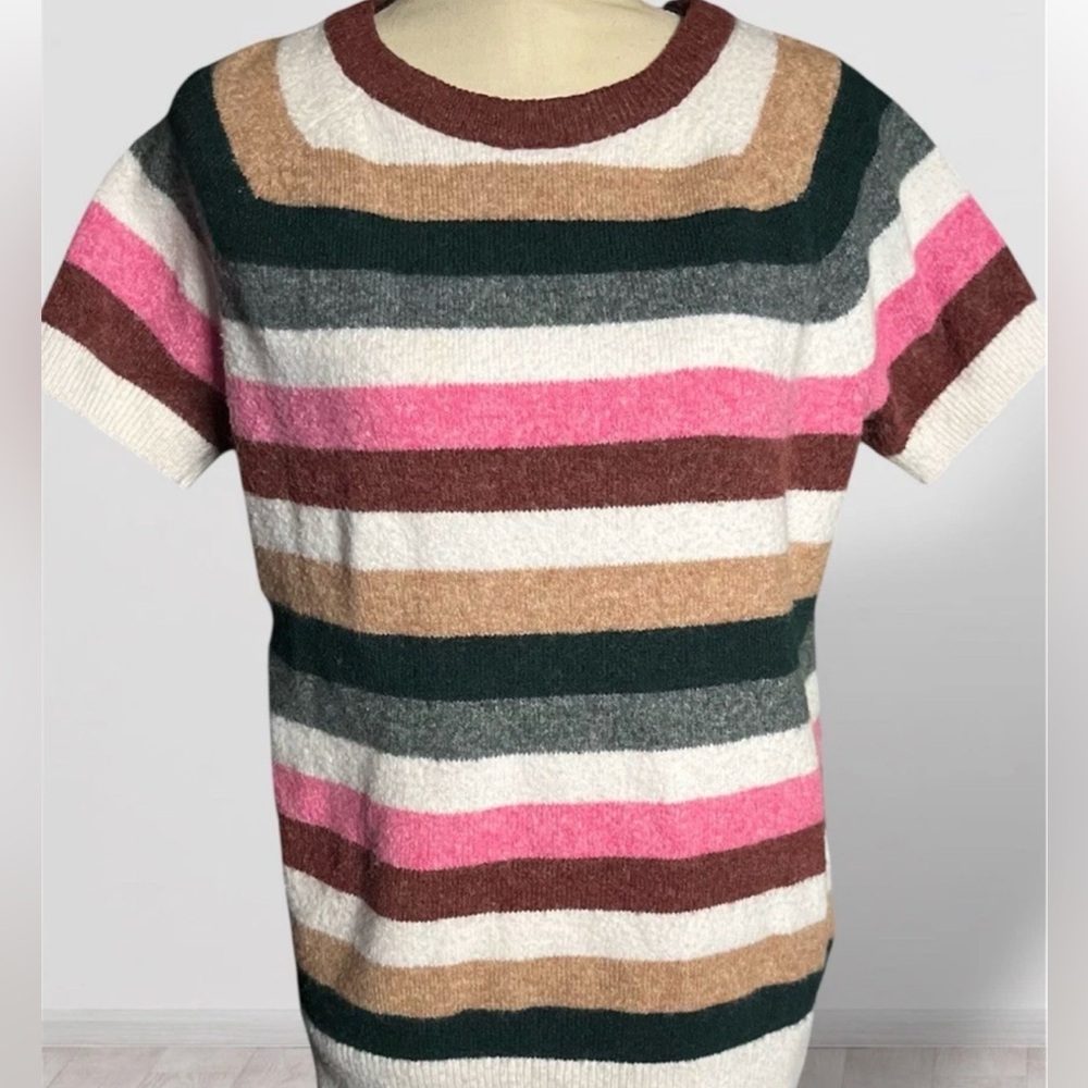 NWOT Torrid Multicolor Stripe Sweater Women 0 L  12 Short Sleeve Soft Spring